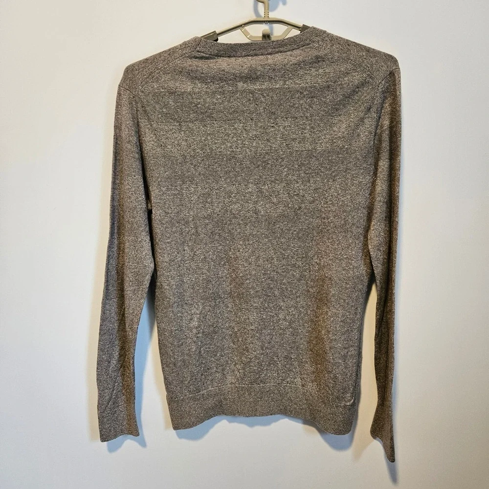 Banana Republic Silk Linen Crewneck Sweater Mens Large Beige Tan Basic Striped